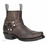 Männer Braun Leder Ankle Biker Stiefel Schlüpfen Sie Ein Quadratische Zehe Cowboy Schleifmaschinen Stiefel - AR70 B0781W27Y9 vfJObBrI