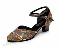 JSHOE Damen Cross Strap Leder Latin Salsa Ballroom Dance Brown-heeled5cm-UK6/EU39/Our40 - FLB92KOQ