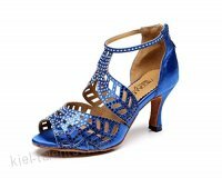 JSHOE Frauen Sexy Salsa Jazz Tanzschuhe Ballsaal Latin Tango Party Tanzschuhe High Heels Blue-heeled7.5cm-UK2.5/EU32/Our33 - VK264UC9