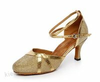 JSHOE Damen Cross Strap Leder Latin Salsa Ballroom Tanzschuhe Gold-heeled7.5cm-UK6.5/EU40/Our41 - Z1M8EDI6